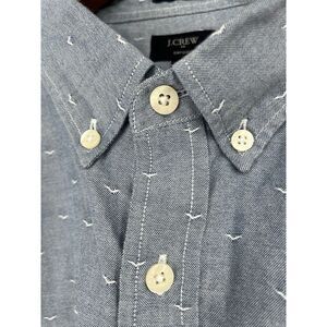 J. Crew 100% Cotton Button-Down Shirt Blue Large Seagulls??? Mens